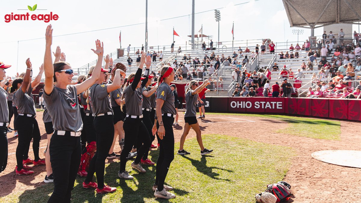 🥎 @OhioStateSB is back in Columbus and @GiantEagle wants to see you come out this afternoon to support the Buckeyes in their Home opener vs Dayton at Buckeye Field at 4:00 PM! 👏 🎟️: go.osu.edu/softtix24 #GoBucks