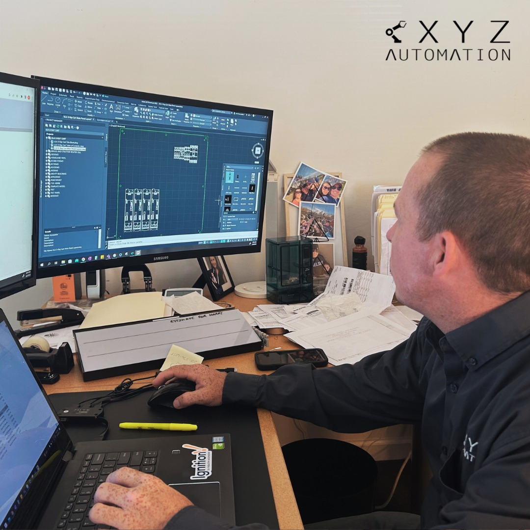 Matt working in AutoCad electrical on a control panel design for one of our projects!

#automation #automate #electricalengineering #electrical #AutoCAD #robotics #robot #controlpanel #controlsystems #design