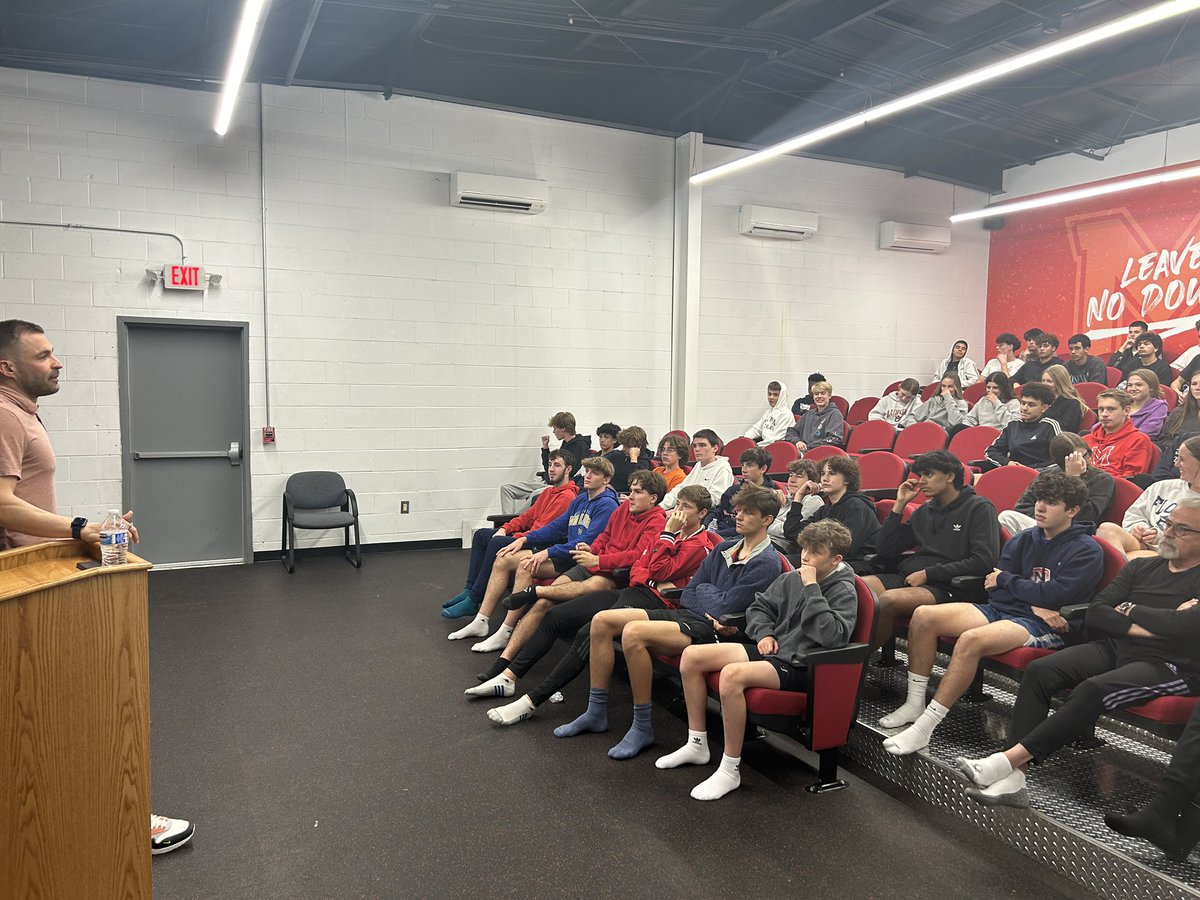 The MHS soccer team had the opportunity to hear retired soccer player and Milton graduate, Tyler Ruthven speak last night.