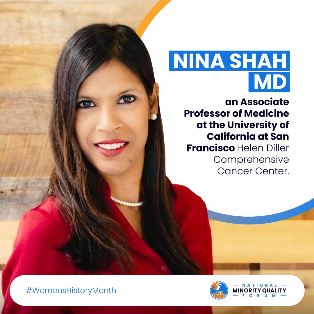 For #WomensHistoryMonth, we are highlighting amazing women of color in medicine. Dr. Nina Shah (@ninashah33) is an Associate Professor of Medicine at @UCSF Helen Diller Comprehensive Cancer Center. She is working on the next generation of cancer therapies, CAR T-cell therapies.