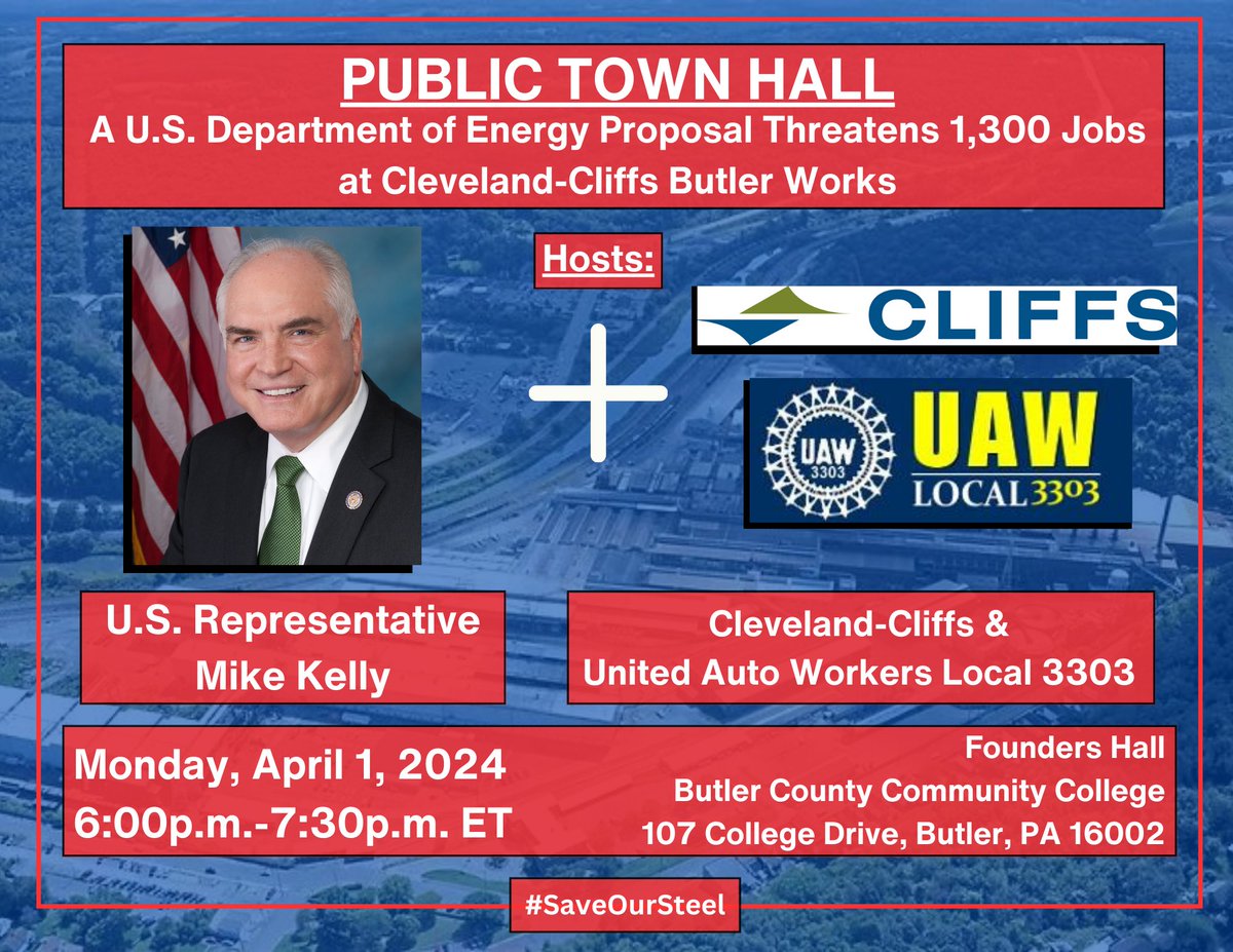 📢URGENT: Workers at Cleveland Cliffs Butler Works Steel Mill are fighting to protect union jobs from harmful DOE Rule - stand with them at the PUBLIC TOWN HALL! #SaveOurJobs #UAW 🛠️🏭