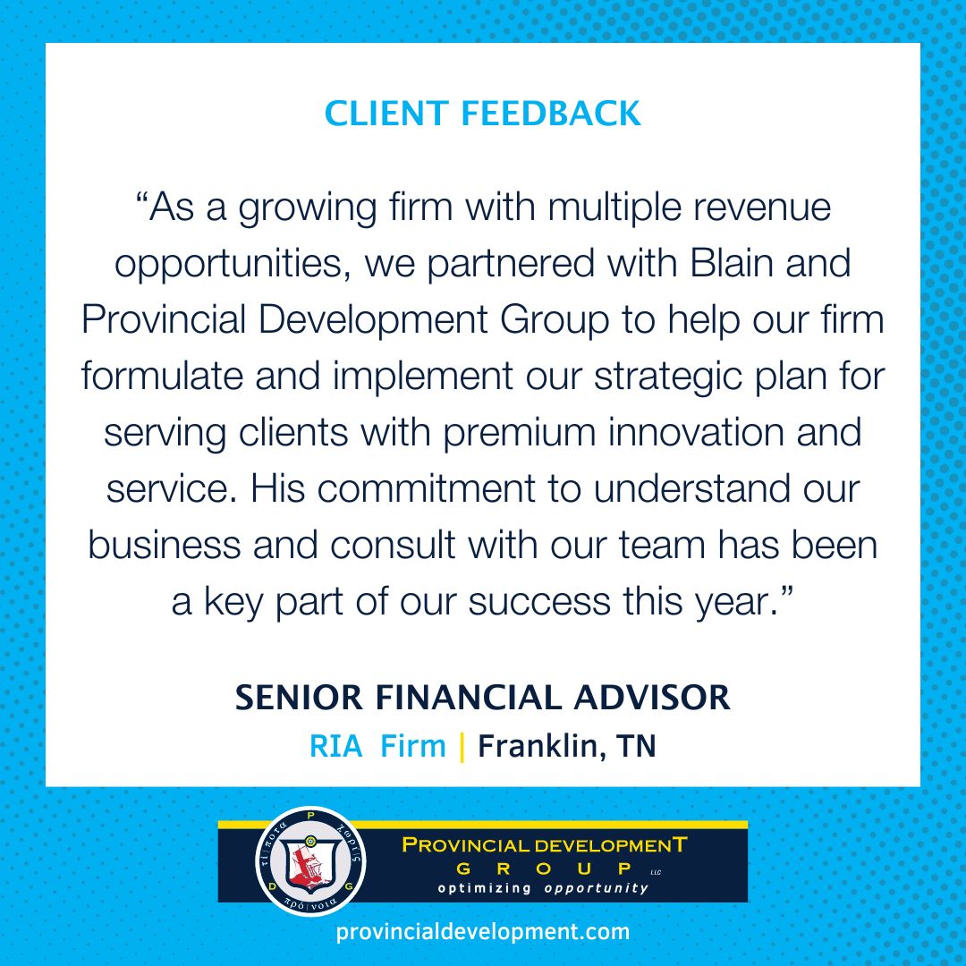 To learn more about the impact we've had on our clients, visit us online at provincialdevelopment.com/our-impact/tes….

#wealthmanagement #riafirm #financialadvisor #clientfeedback #leadership #growth #business