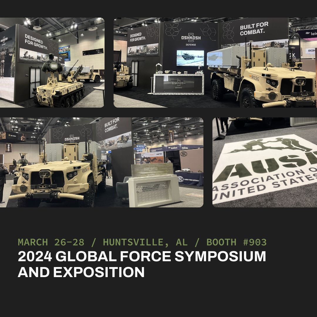 Coming to you from AUSA Global Force Symposium in Huntsville, Alabama. 
 
Visit us at booth #903 to learn more about the next-generation technologies of the Oshkosh Defense Robotic Combat Vehicle (RCV) and ROGUE-Fires.
 
#GlobalForce2024 #AUSAGLOBAL
@ausaorg