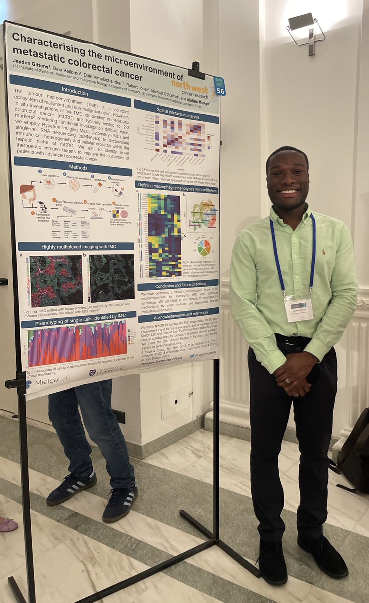 One of our PhD students @JaydenGittens recently attended @EACRnews #eacrtumourecosystem meeting.

When asked for his highlight of the meeting, Jayden said 'I thoroughly enjoyed the networking sessions that were organised by the EACR team.' ctd..