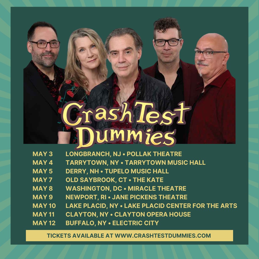 North Eastern USA! We're coming to New Jersey, New York, New Hampshire, Connecticut, Rhode Island and Washington, DC. in May. Which date will we see you at? Tickets are available at crashtestdummies.com