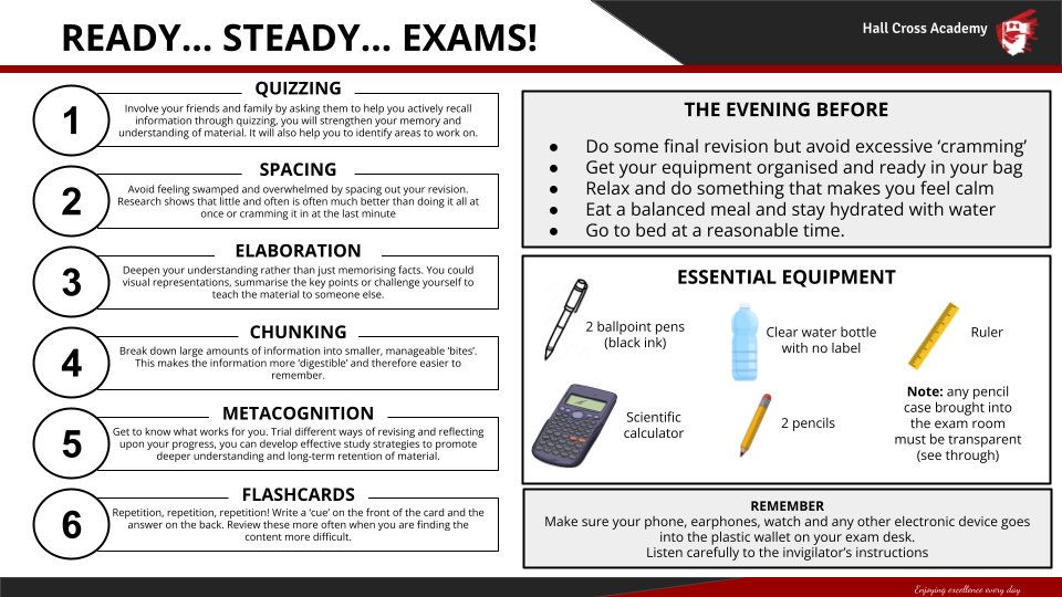 Year 11 - Revision Tips #EnjoyingExcellence Via: @hallcrossacademy on Mastodon @ExceedLP 📰 View News: hallx.me/mq8oT