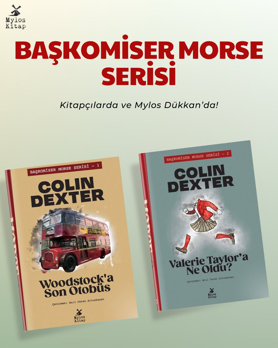 İngiliz polisiyesinin usta ismi Colin Dexter ve İngiliz polislerin en ünlüsü Başkomiser Morse, Mylos Kitap'ta! Anıl Ceren Altunkanat'ın dilimize çevirdiği Başkomiser Morse serisinin ilk iki kitabı kitapçılarda ve dukkan.mylosyayingrubu.com adresinde.