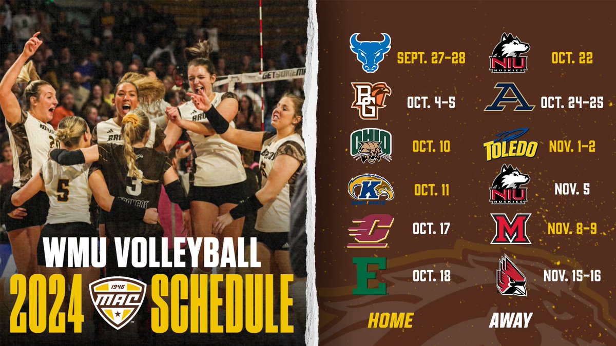 Mark your calendars our 2024 <a href="/MACSports/">MACtion</a> schedule has arrived!!

📰 buff.ly/3TywEcL

#BroncosReign