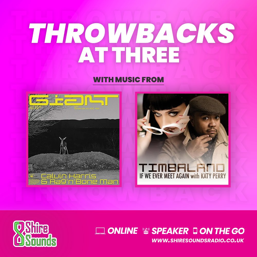 Join us for an hour of #Throwback Hits from 3PM! Plus every weekday on Shire Sounds Radio with Throwbacks At Three! Listen from 3pm on: 📱- shiresoundsradio.co.uk/player 🗣- Ask Alexa To 'Play Shire Sounds Radio”