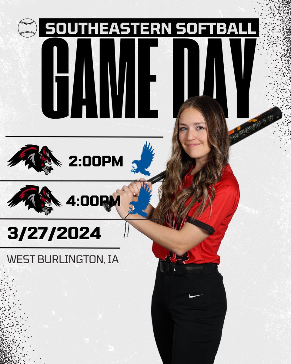 🥎Southeastern Softball🥎 🗓️3/27/2023 📍West Burlington, IA ⏰2:00PM | 4:00PM 🥎Southeastern vs. Kirkwood 📺sccblackhawks.com/blueframe #SCCBlackhawks⚫️