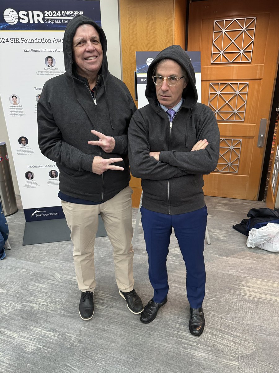 ZHaskal's tweet photo. Thank you to the 35+ faculty that made another great annual Extreme IR; 4.5hrs of phenomenal cases. Thank you Prof Dake, my longtime ExIR partner/co-coordinator. #SIR24SLC .EX IR Out. (You wondered what the onstage hoodies were about) https://t.co/sHF98gHLRe