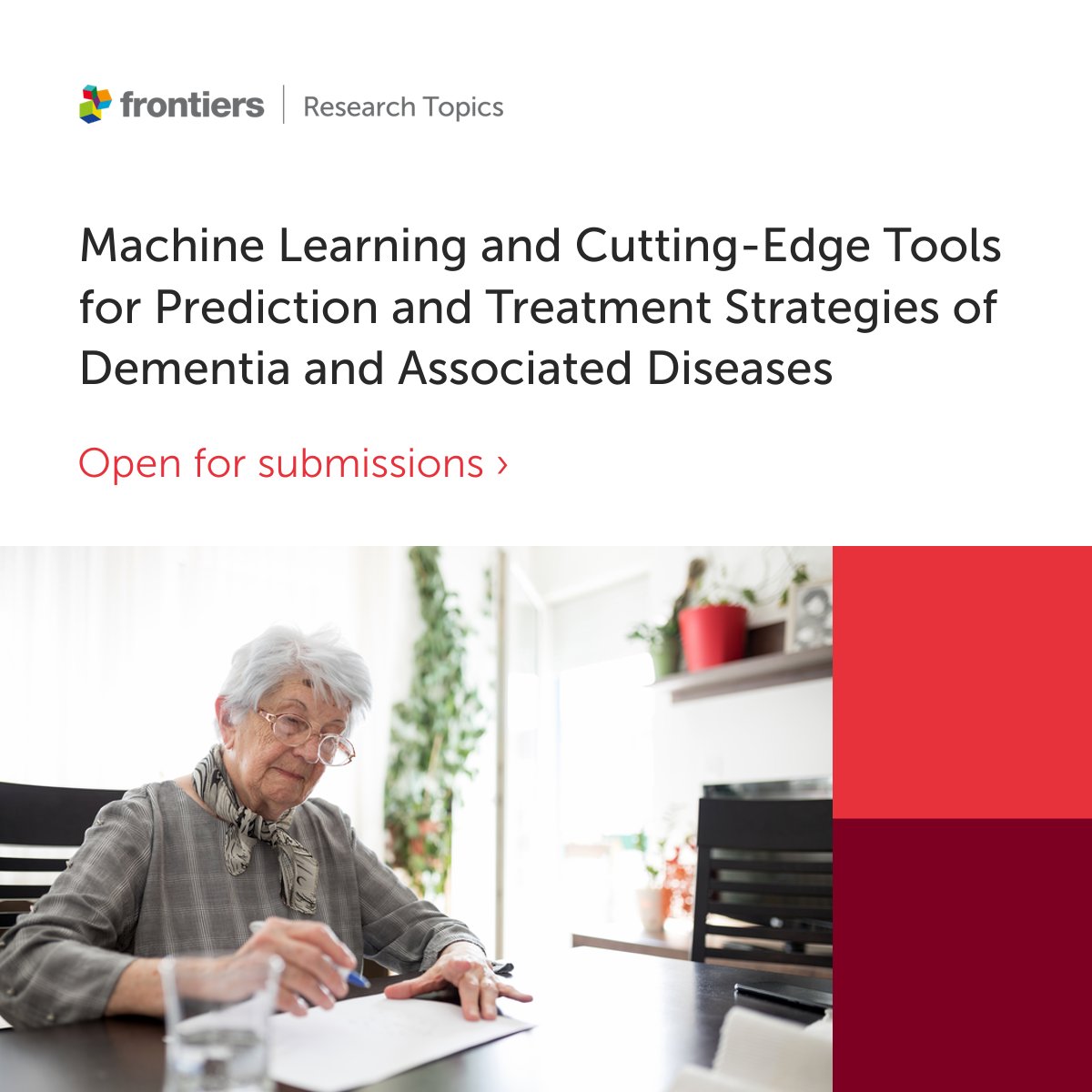 FrontNeurosci's tweet image. Our new Research Topic &quot;Machine Learning and Cutting-Edge Tools for Prediction and Treatment Strategies of Dementia and Associated Diseases&quot;, is now online, inviting submissions.

Register here to contribute: fro.ntiers.in/wp5r

#ResearchTopics #dementia