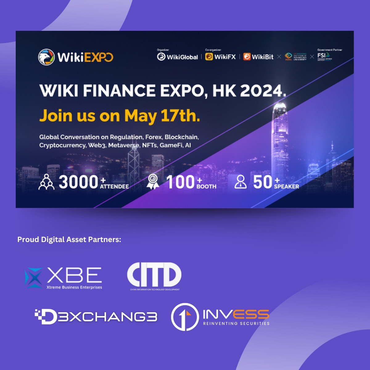 Join us at the Wiki Finance Expo Hong Kong 2024! 
The theme of this event is to explore the future of fintech. One of the largest and most influential Fintech and Web3.0 events in Asia in 2024. 
It is free to participate in the event. 
wikiexpo.com/HongKong/2024/…