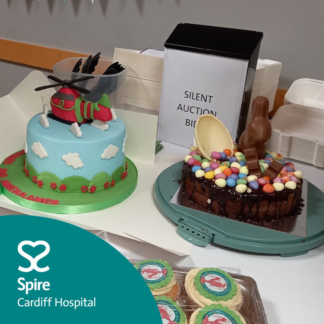 Spire Cardiff Hospital held a charity bake sale, raising £390.50 for @air_ambulance The charity plays a crucial role in providing free, life-saving helicopter emergency medical services for the critically ill and injured in Wales, relying on donations to sustain their operations