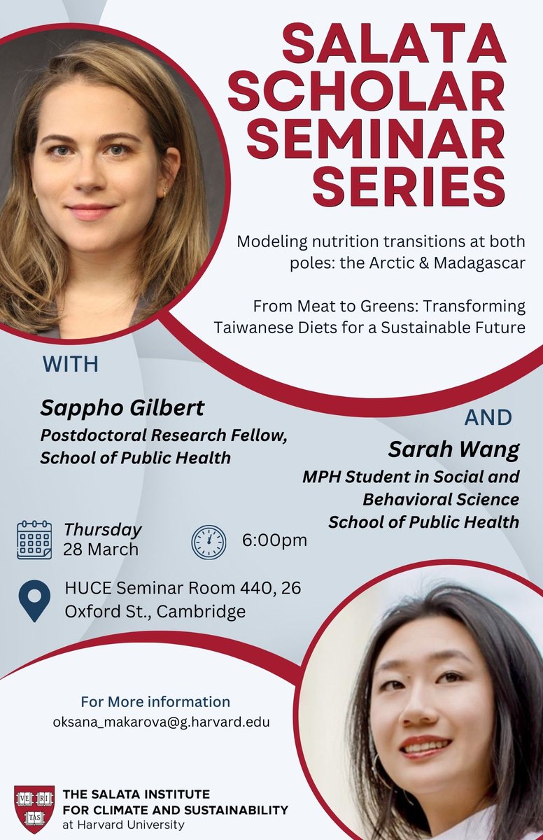 Info for my talk tomorrow at the 7th <a href="/HarvardSalata/">Salata Institute</a> Scholar Seminar Series 🤓🌍

Date: Thursday, March 28th
Time: 6:00 PM
Location: <a href="/HUCEnvironment/">Harvard University Center for the Environment</a> (Harvard University Center for the Environment)