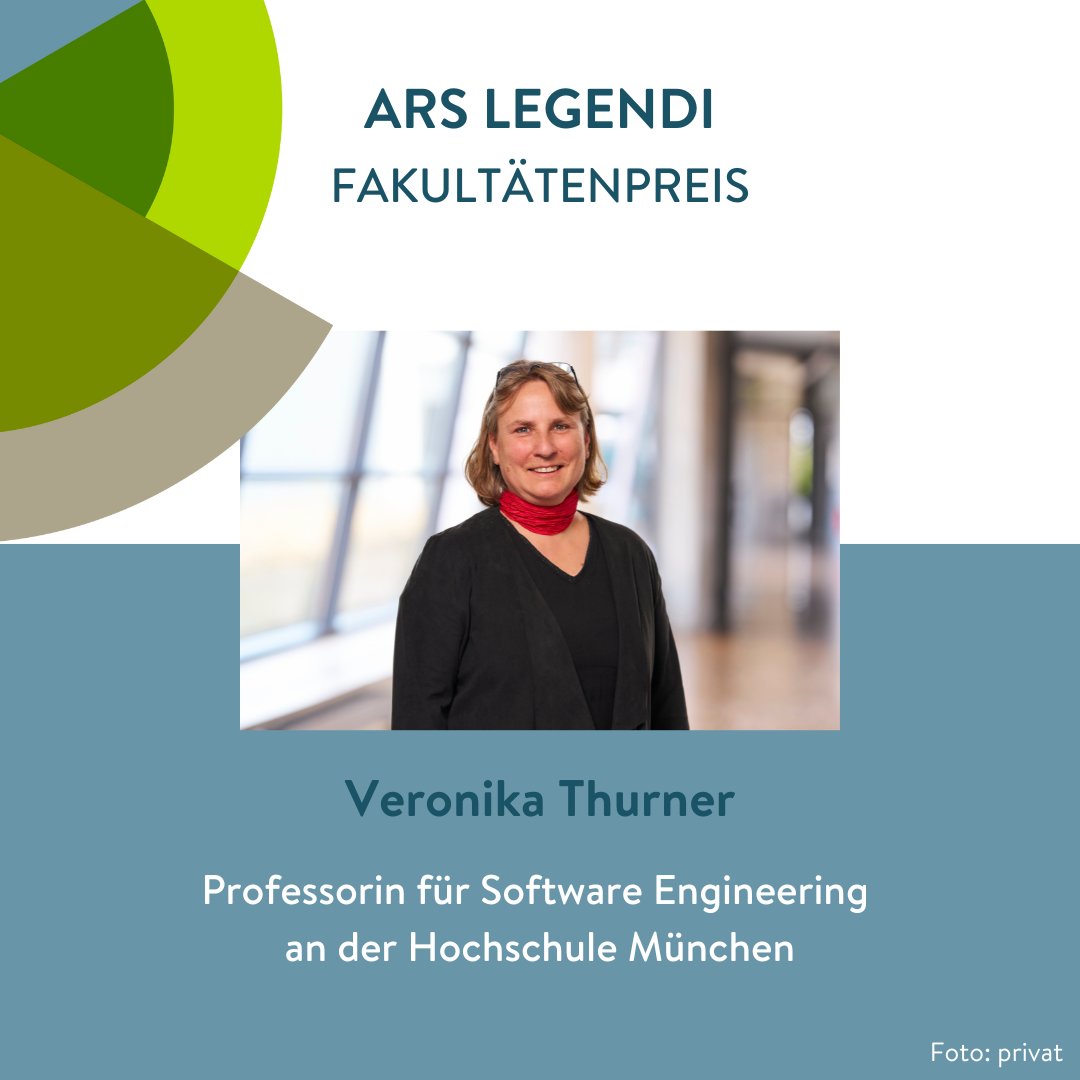 Veronika Thurner, Professorin für Software Engineering an der @hmmuenchen, erhält den Ars legendi-Fakultätenpreis für exzellente Lehre in den #Ingenieurwissenschaften und der #Informatik. #exzellentelehre #Bildung #hochschule