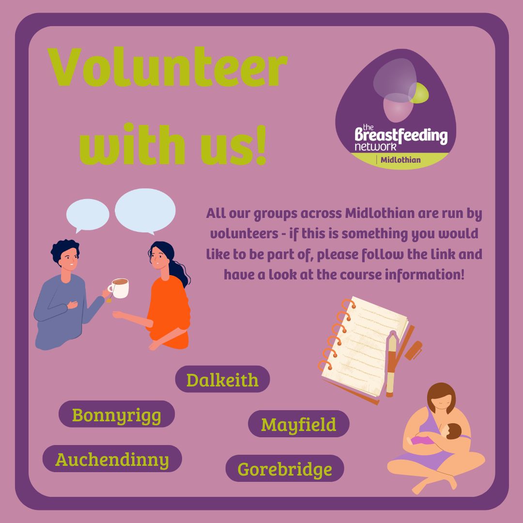 The Breastfeeding Network are looking for volunteers across Midlothian! 🙆 This is a fully accredited course with the Open College Network, and will run for 7 weeks. Apply by Tuesday 2 April. breastfeedingnetwork.org.uk/training/helpe…