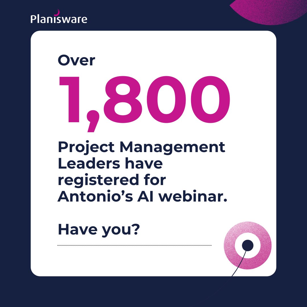 The day is almost here!

More than 1,800 Project Management Leaders have already registered for Antonio Nieto Rodriguez's webinar on AI. And there's still time for you to sign up.

Register here live or for the recording: bit.ly/43oKJhA