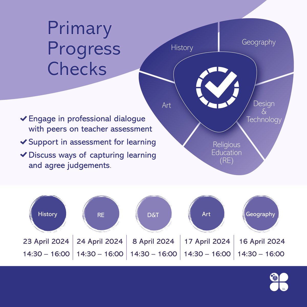 Primary Progress Checks loading... Deepen your understanding of specific subject knowledge & demonstrate a robust approach to assessment. Book your spots here: bit.ly/49bIfV1 Follow us on Twitter @SILPrimary and Instagram @silprimary