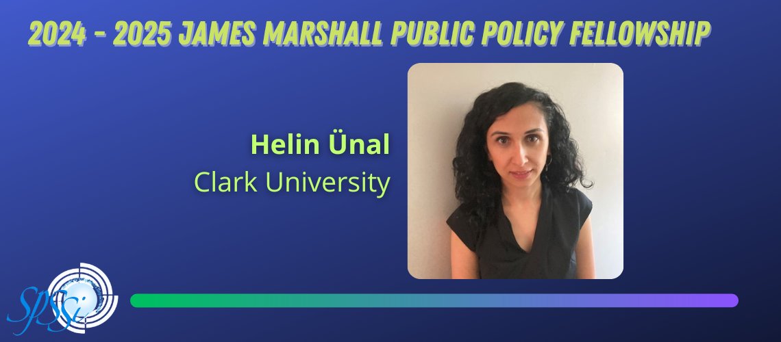 Meet Helin Ünal, SPSSI's 2024 James Marshall Public Policy Fellow! Click below to read her recent article in the Journal of Social Issues: 'The sword or the plowshare: Conflict & third-party groups' reaction to violent versus nonviolent resistance.' 👇 ow.ly/3GxR50R3cYl