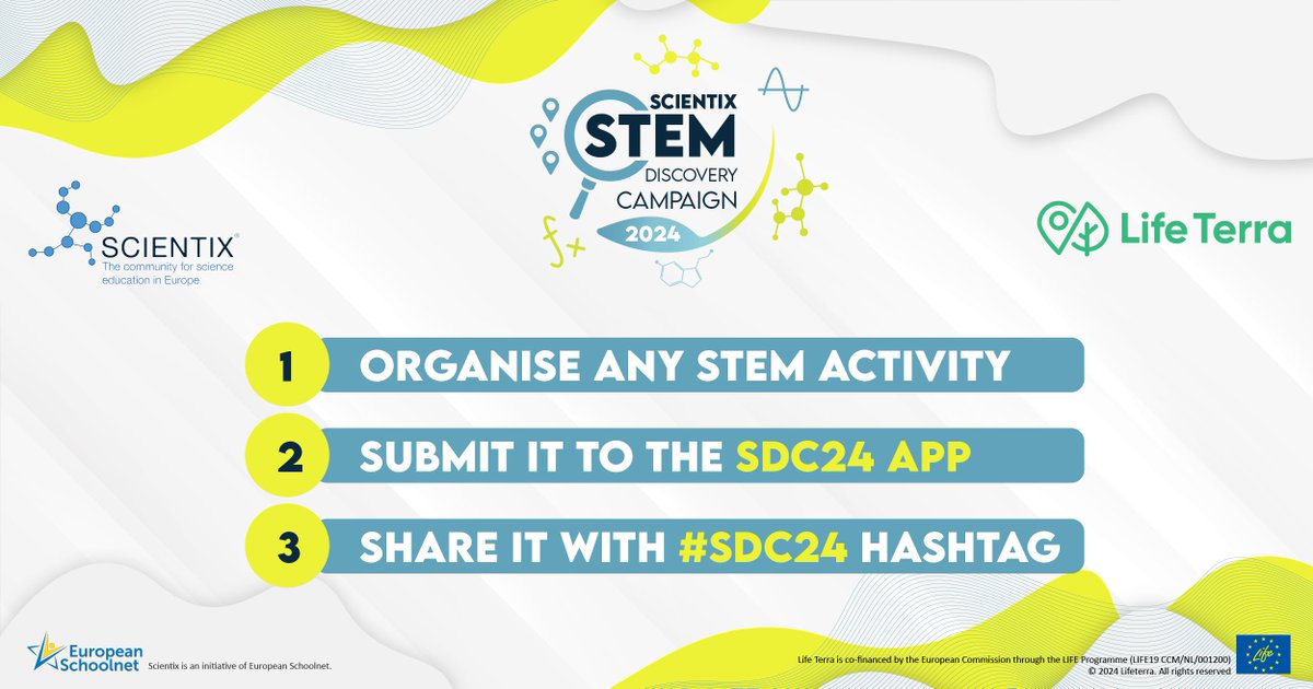 🔍Looking for opportunities to showcase your #STEM activity or project?🧬Then, don’t miss the STEM Discovery Campaign 2024, co-organized by @LIFETerraEurope! 🔥 📍Pin your submission on the map🗺and win incredible prizes!👏 Know more! 🔗bit.ly/24SDC #SDC24