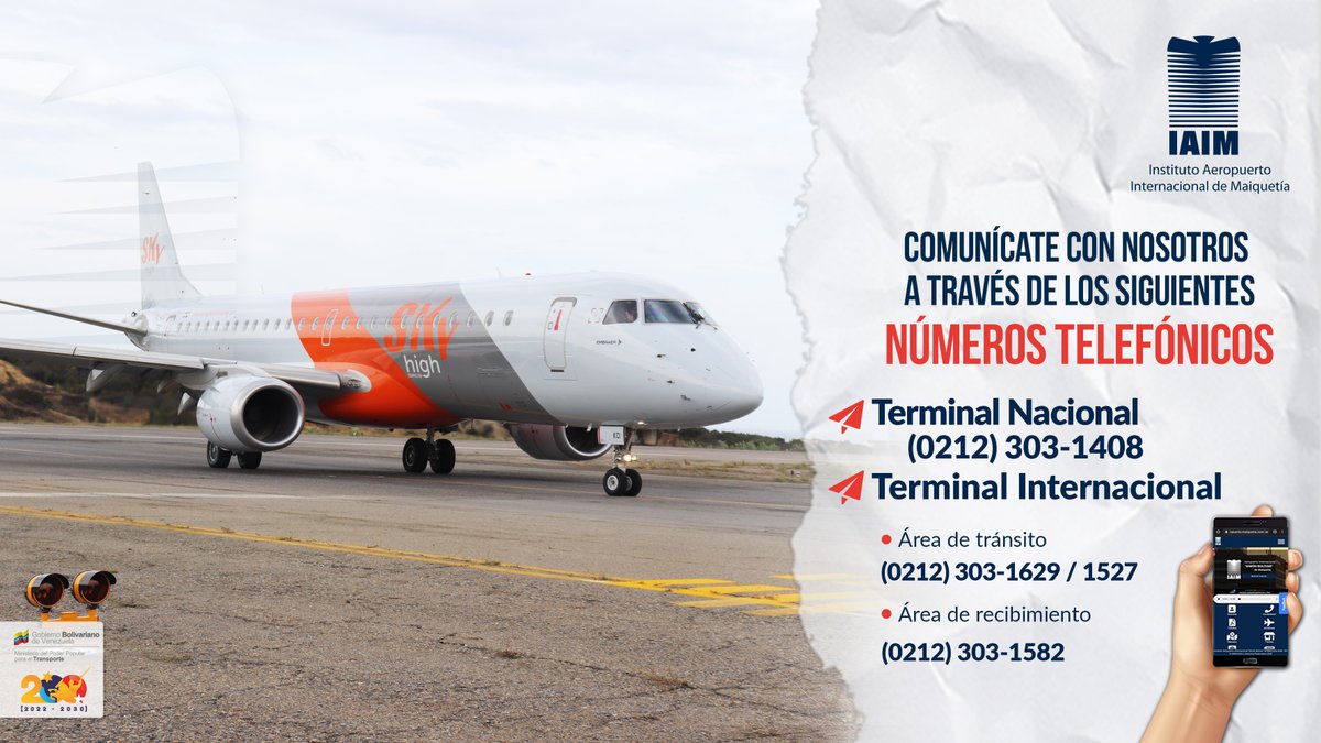 IAIM_VE's tweet photo. #AsistenciaIAIM📞|| Si deseas información concerniente al terminal nacional puedes comunicarte con nosotros a través del nro. telefónico: (0212) 303-1408 y si necesitas información del terminal internacional contacta el: (0212) 303-1629/1527/1582.
¡Estamos para servirle! https://t.co/TaokPobu8N