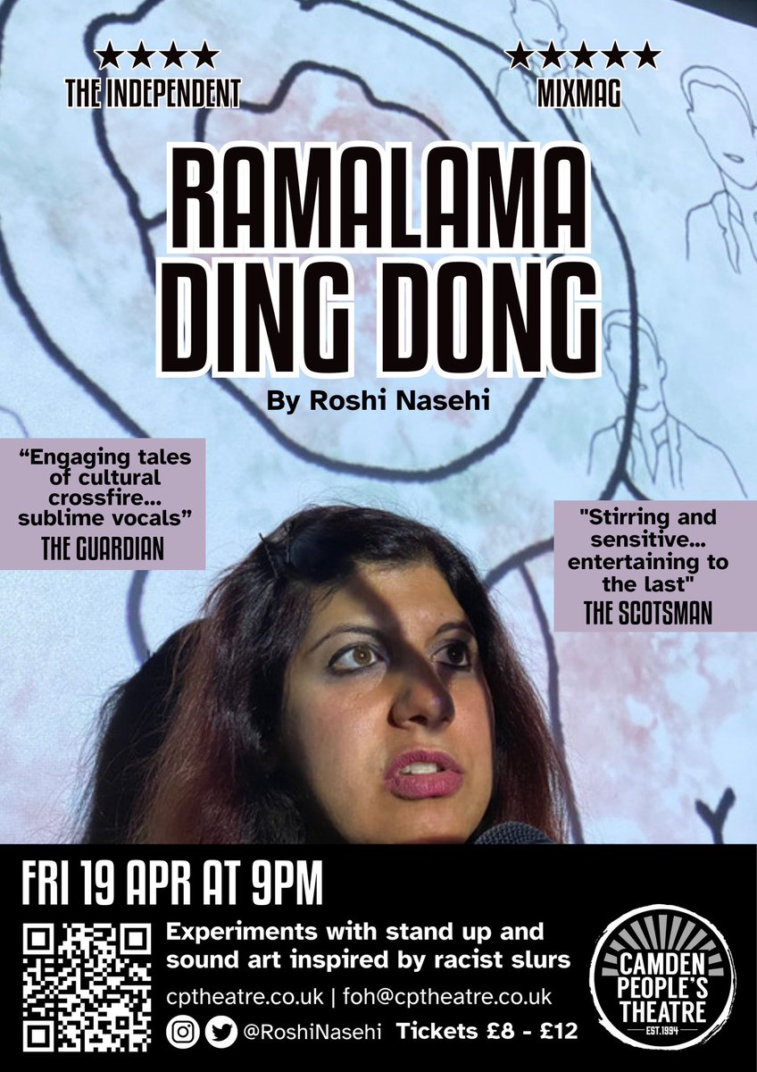 Looking for a video person to film my meta-comic show #RamalamaDingDong inspired by IRL surreal racism @CamdenPT on April 19th. Obvs paid & a pretty straightforward shoot & edit job though I also have rehearsal & prev perf footage that could be used. Feel free to share.