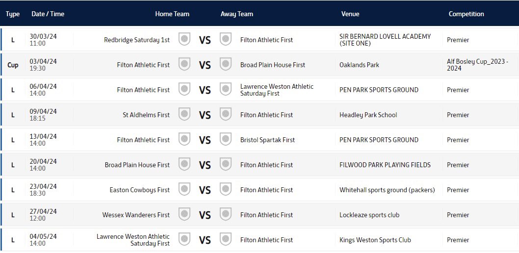 FiltonAthletic's tweet photo. 🔵⚪️ FIXTURES 🔵⚪️

The business end of the season starts for both sides from this Saturday 🔥⚽️

#FATS https://t.co/9cfRbwQ9Xi