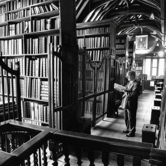 Michael Powell, dearly missed, was Librarian from 1984 - 2019. Michael guided the Library into the 21st century and a newspaper cutting describes how he adopted an innovative technological approach to the conservation of books. Read more in our blog shorturl.ac/7dgs4