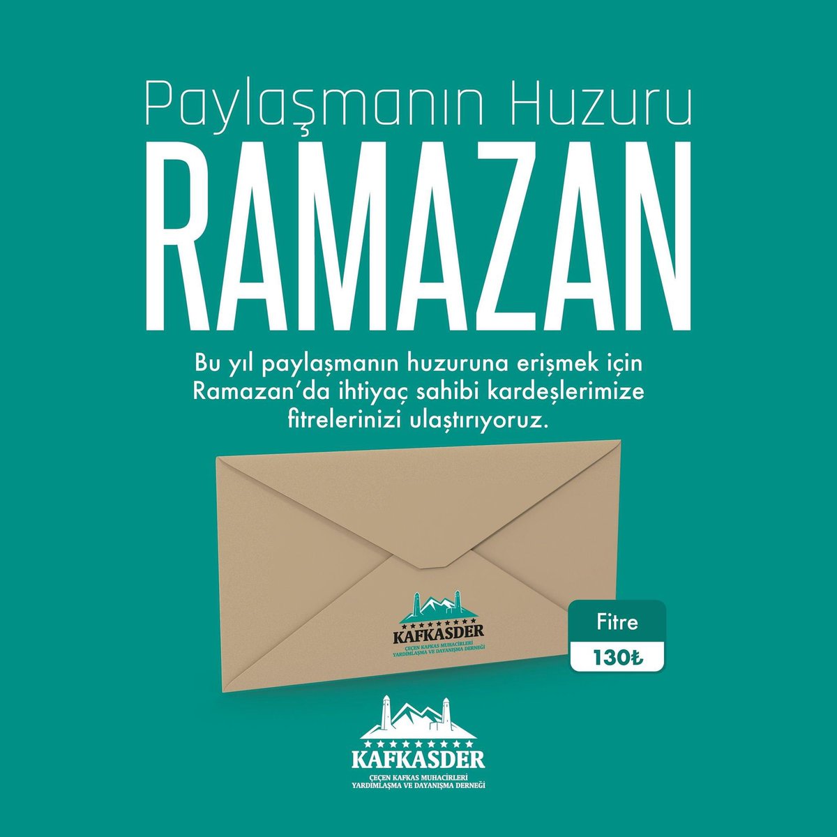 Paylaşmanın Huzuru Ramazan 🌙 Bu yıl paylaşmanın huzuruna erişmek için Ramazan’da ihtiyaç sahibi kardeşlerimize fitrelerinizi ulaştırıyoruz. 📌 Fitre Bedeli 130₺ Bağış yapmak için; kafkasder.org/tr/kategori/he…
