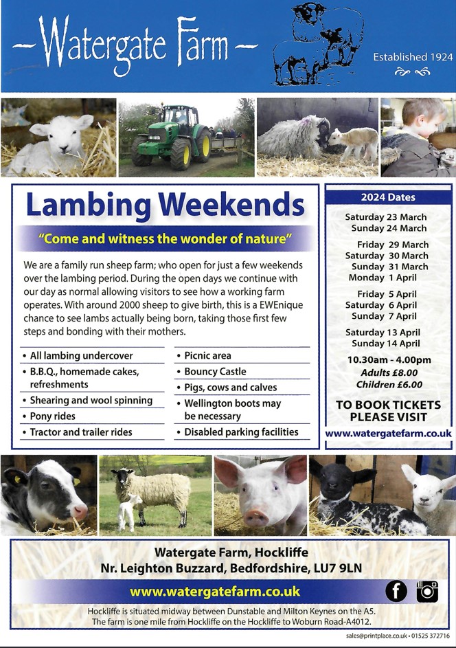 Watergate Farm have lambing weekends coming up throughout April. Check out the poster for more details.