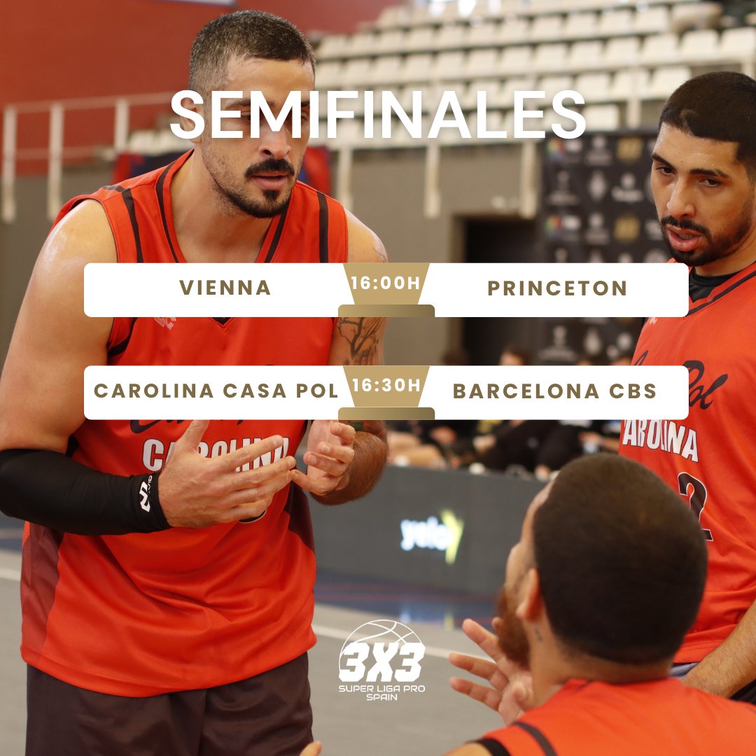 Definidas las semifinales de auténtico lujo 🔥

Menudos duelos nos esperan a partir de las 16:00 horas

Vienna 🆚 <a href="/Princeton3x3/">Princeton 3x3</a>
Carolina Casa Pol 🆚 <a href="/cbsantfeliuenc/">CB Santfeliuenc</a>

📲  No te pierdas detalle y síguelo en directo: twitch.tv/superligapro3x3

¿Te lo vas a perder? 😎

#superligapro3x3
