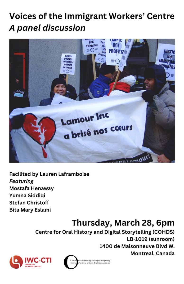 COHDS's tweet photo. 📣 Dont miss out on a fascinating discussion on labour rights and community organizing as panelist dive into the aftermath of the near-500 layoffs by the Lamour company in 2007!

Find out more and register now at: https://t.co/XSbLoHpLTW https://t.co/lwhVJshE2H