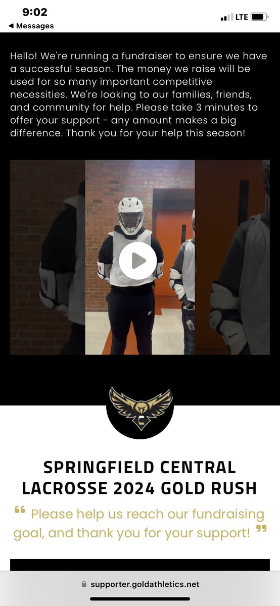 Please consider donating to support the hardworking Springfield Central Boys Lacrosse team as we aim to raise money to fund equipment replacement, team apparel, senior night and our end of year banquet. 

Thank you for your consideration!

r.goldathletics.net/c/J5KxRh