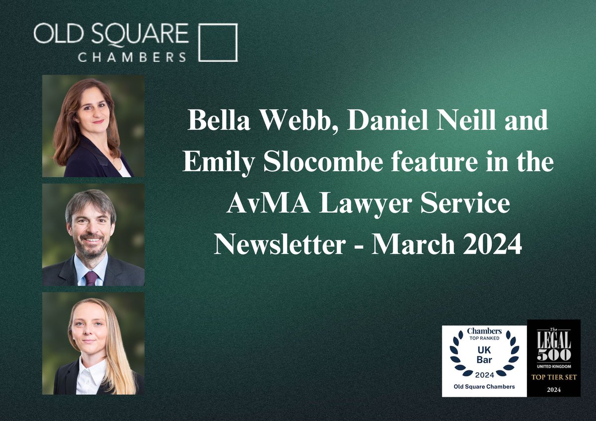 OSC's Bella Webb, Daniel Neill and @SlocombeEmily feature in the @AvMAuk Lawyers Service Newsletter (March 2024) #clinicalnegligence oldsquare.co.uk/bella-webb-dan…