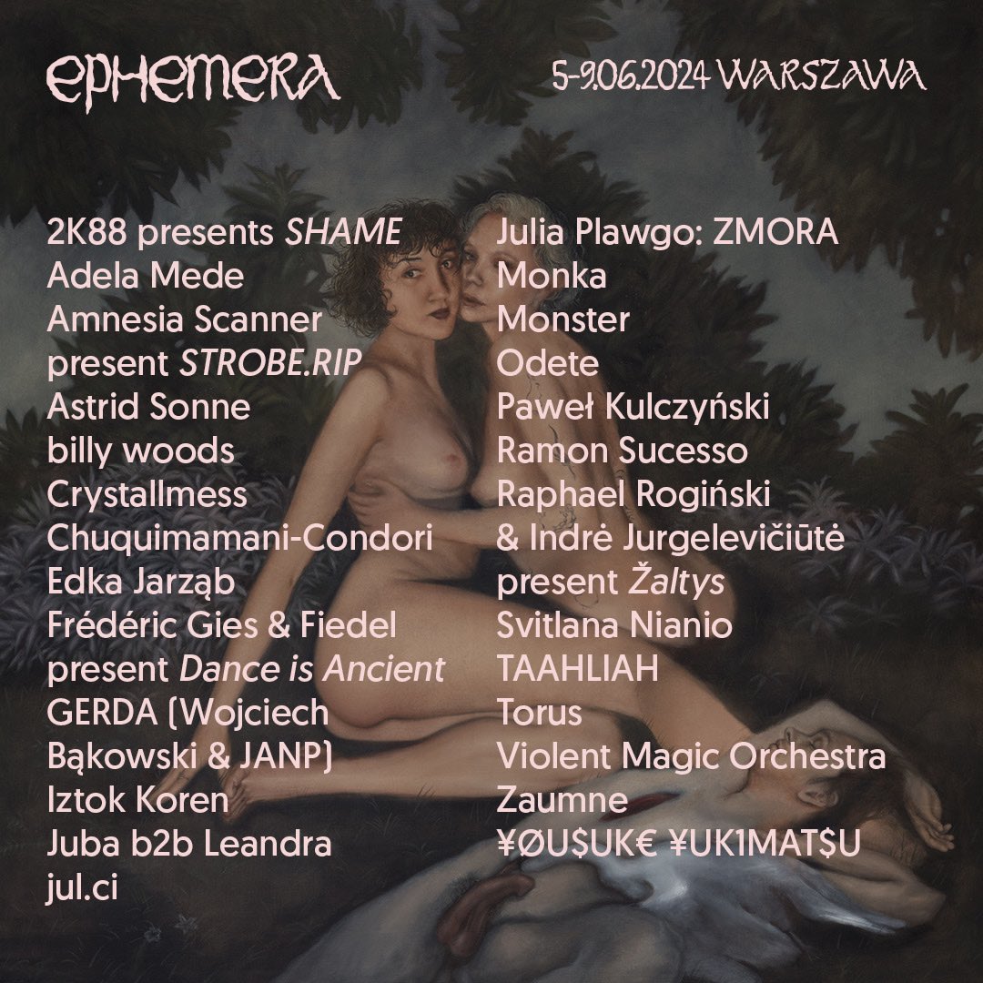 The first part of Ephemera Festival 2024 line-up is here! Get ready to celebrate the approaching summer solstice — as light overcomes the darkness, we’ll create new rituals, exploring music, dance, performance, food, scent and actual magic. Tickets: goingapp.pl/polecamy/ephem…