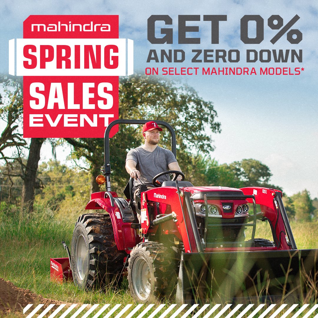 Spring Break is over…now it’s time to get to work. And nothing makes it easier than a Mahindra with a backhoe attachment. This month, get 0% and zero down on select models. And see our full range of tough implements and attachments at MahindraUSA.com #MahindraTractors