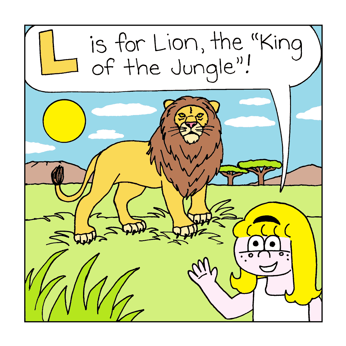 L is for #Lion in today's #animalalphabet post! 🦁 #adventuresoflollipop #kids #kidlit #kidlitart #kidscomics #indiecomics #webcomicwednesday