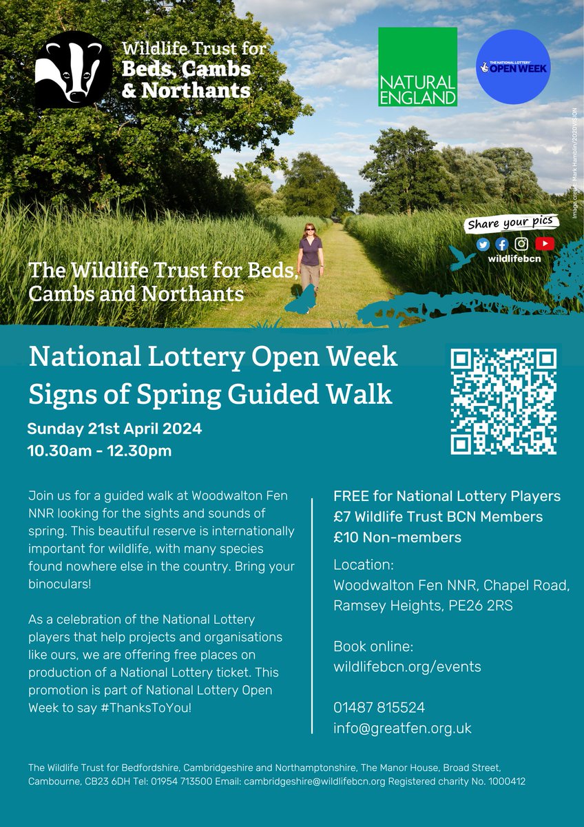 We're pleased to announce that the Signs of Spring guided walk has been rescheduled for Sunday 21st April. Will you join us? Originally planned as part of the National Lottery Open Week #ThanksToYou event, we are still honouring this special offer. wildlifebcn.org/events/2024-04…