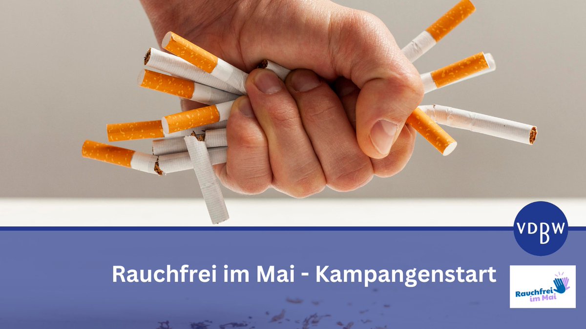 Der VDBW unterstützt "Rauchfrei im Mai" eine Kampagne der Bundeszentrale für gesundheitliche Aufklärung und der Deutschen Krebshilfe rauchfrei-im-mai.de
 #rauchfrei #endlichnichtraucher #bzga #deutschekrebshilfe #gesundheit #arbeitsmedizin