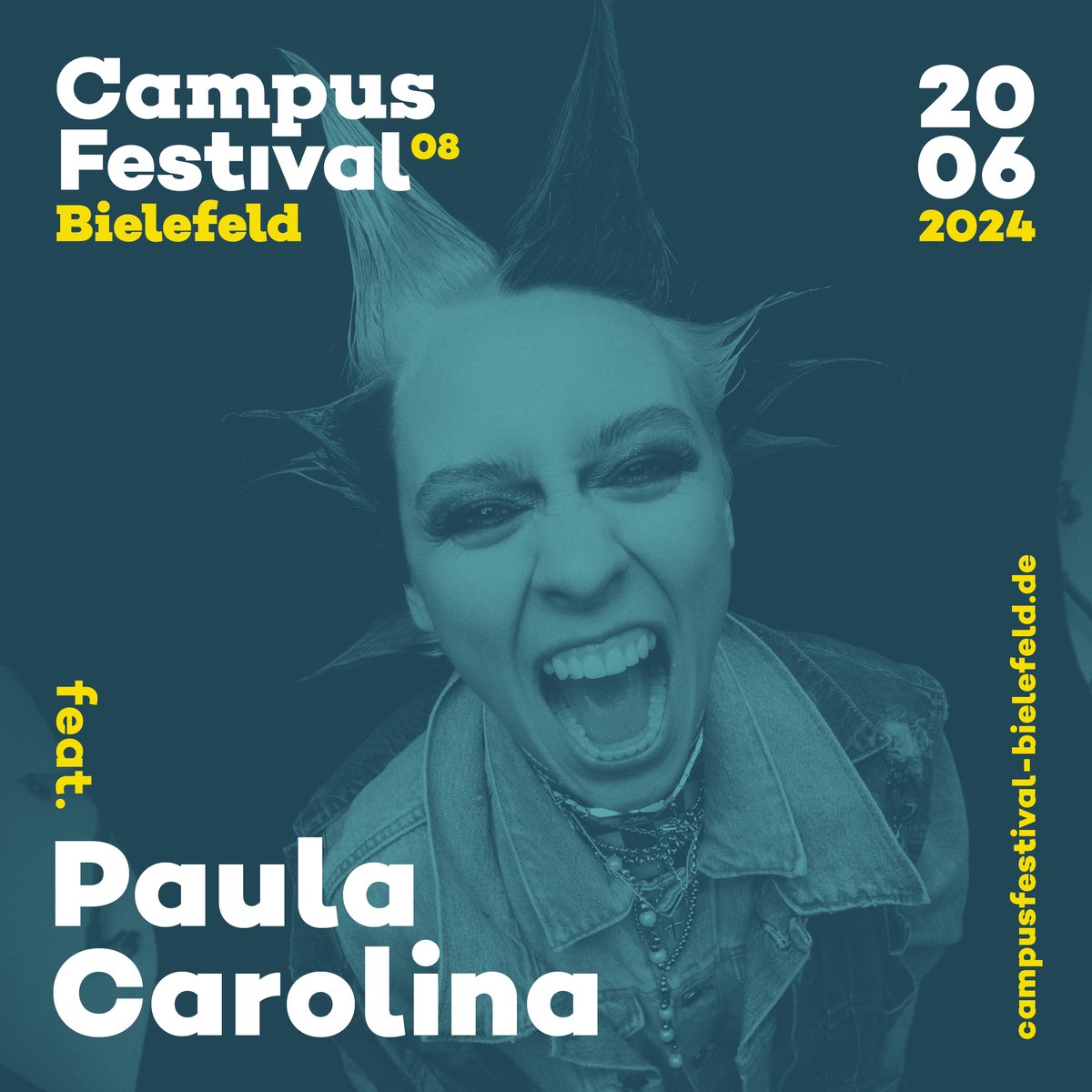 CFBielefeld's tweet photo. Prost mit ner' Berliner Luft im Sektglas! Wir freuen uns auf: PAULA CAROLINA! 🥂💚💙

Der energische Flummi mit Punk-Attitude weiß wie man eine Stage auf links dreht und die Crowd anheizt.

🎫 Infos &amp; Tickets unter https://t.co/oj633Locd9

#cfb24 #bielefeld #paulacarolina https://t.co/q33otV4Gmo