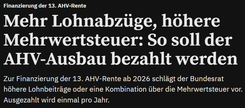 Die 13. #AHV-Rente ausschliesslich über Lohnbeiträge zu finanzieren, kommt nicht in Frage. Über die Mehrwertsteuer finanzieren auch Renter/-innen mit, das ist nichts als fair. Auch Entlastungen im Bundesbudget müssen möglich sein - bei fast 50 Milliarden Subventionen pro Jahr.