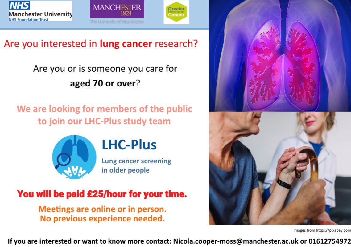 CooperMossGP's tweet photo. ⭐️ Are you or is someone you care for aged 70 or over? ⭐️

Our LHC-Plus project team are looking for members of the public to join our public involvement group for our @GM_Cancer funded study. See poster 👇

@SamMerriel @carolin_sanders @ProfPhilCrosbie @hsbalata @PrimaryCareMcr https://t.co/uPJg3PxnYU