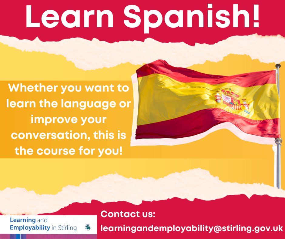 New Spanish beginners classes starting after the Easter holidays, contact us to find out more! #SkillsforSuccess #adultlearning #stirling #Spanish #classesonline