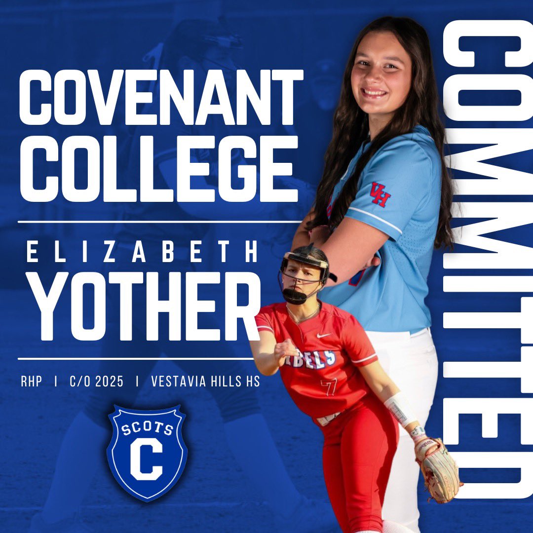 Elizabeth Yother (@eliz_yother) on Twitter photo I’m so excited to announce my commitment to further my academic and athletic career at Covenant College! In all things Christ preeminent and GO SCOTS!!!! 💙🤍🩵 <a href="/Covenant_SB/">Covenant Softball</a> I’m so excited to announce my commitment to further my academic and athletic career at Covenant College! In all things Christ preeminent and GO SCOTS!!!! 💙🤍🩵 <a href="/Covenant_SB/">Covenant Softball</a>
