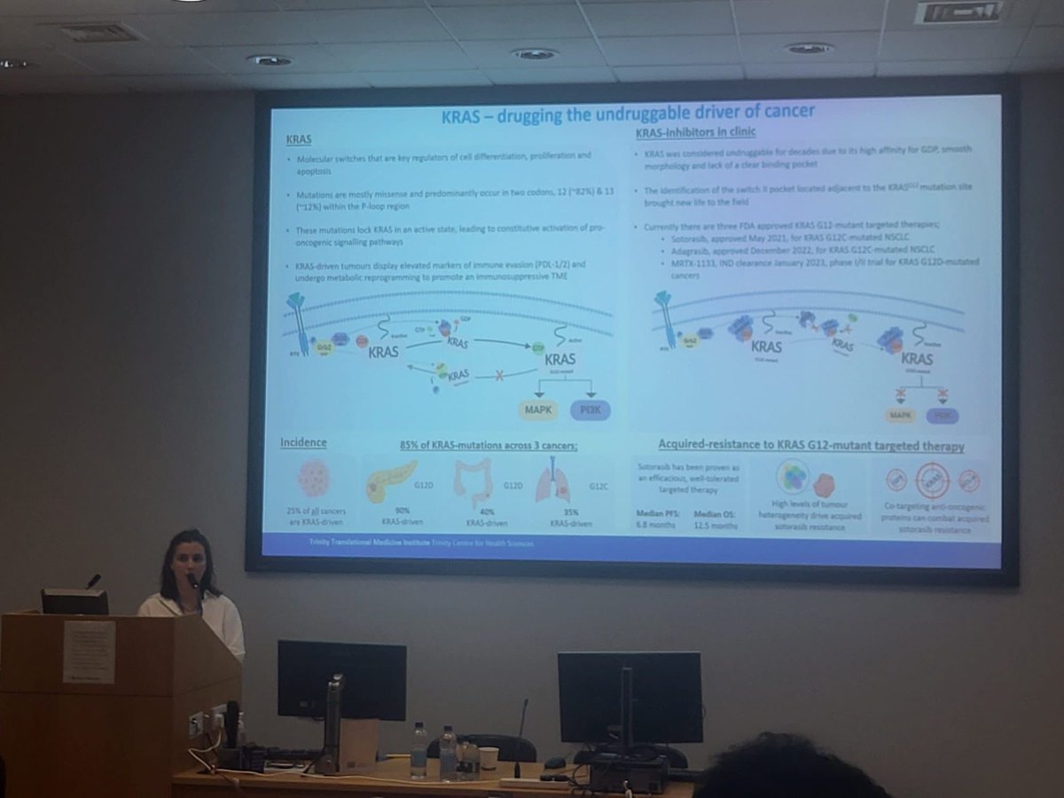 Congrats @eabhaosullivan0 on a really excellent presentation showing your fantastic research on #KRAS #drugresistance @TCDTMI @CancerInstIRE @stjamesdublin @KRASKickers Looking forward to progressing this exciting research #lcsm🧐 👩‍🔬