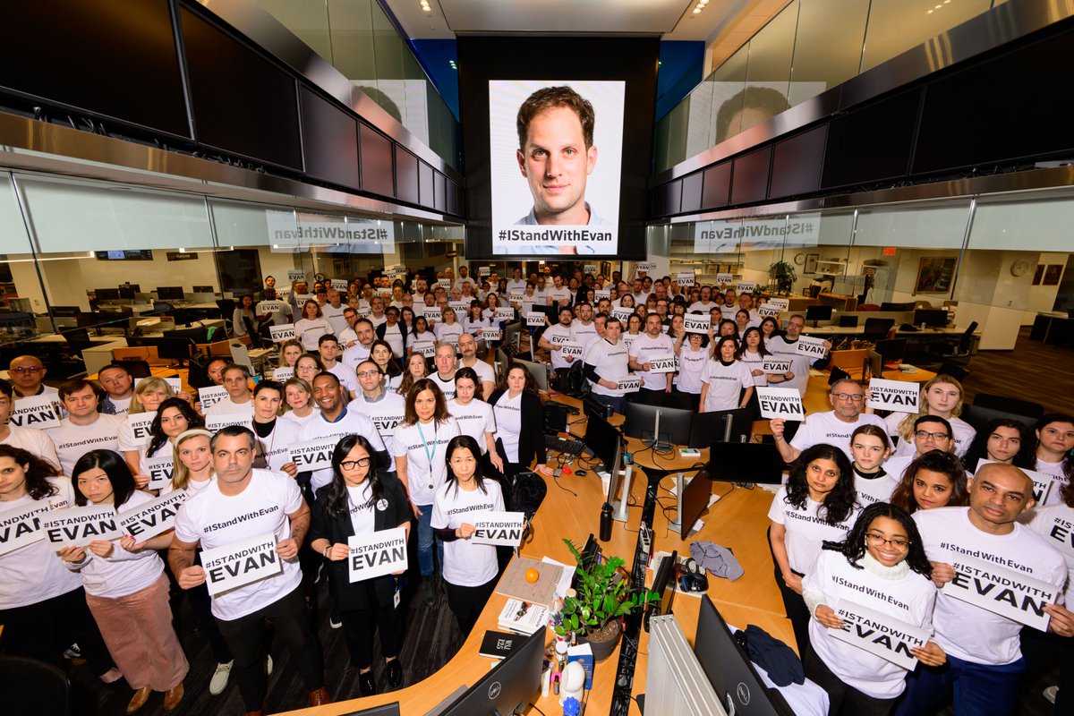 Friday will mark one year that my friend and @WSJ colleague Evan Gershkovich was taken by Russia. Journalism is not a crime, and Evan should be freed. We're running a ton of events to mark this grim milestone. twitter.com/WSJ/status/177… This is our newsroom today, without Evan.