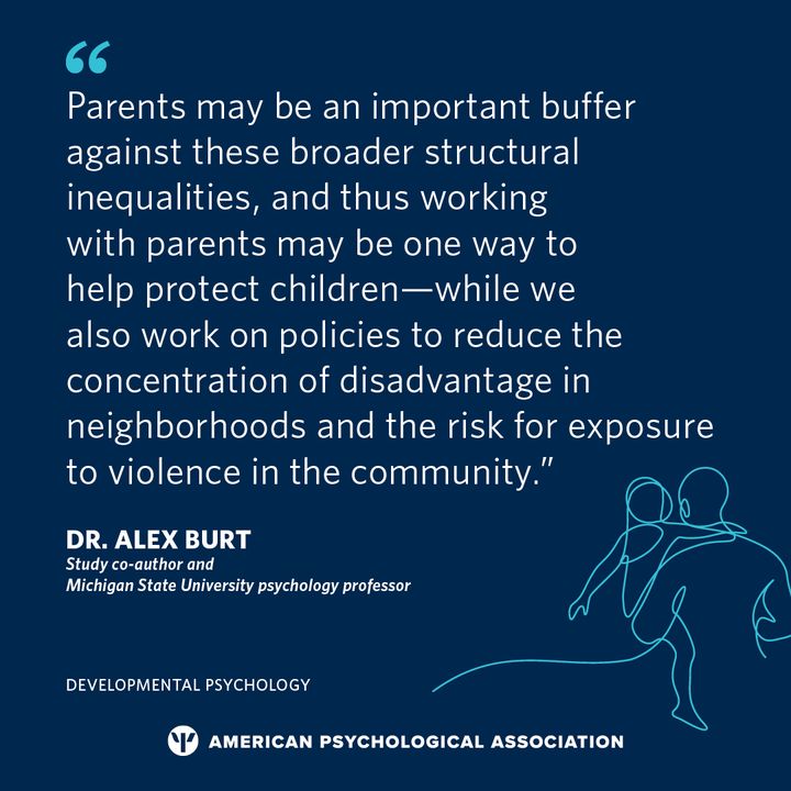 New research is helping us understand how brain development is affected by community violence, including how parents protect children from lasting #mentalhealth consequences. 

Learn more about the study published in the journal Developmental Psychology: at.apa.org/8pp