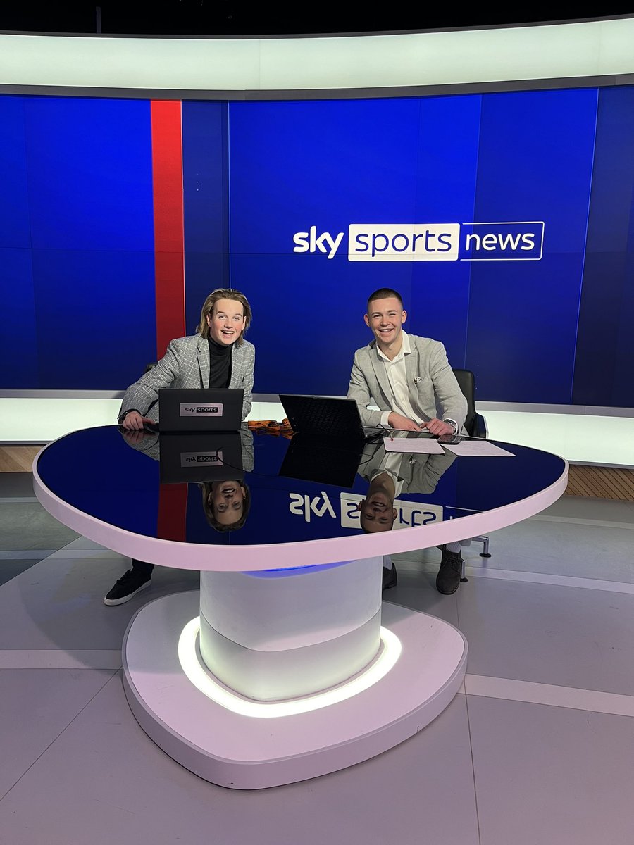 Beau Brown (@beaub_7) on Twitter photo Thank you <a href="/SkySportsNews/">Sky Sports News</a> and <a href="/jaspertaylor_/">Jasper Taylor</a> for having us.
Me and <a href="/SheaLucas15/">Shea Lucas</a>, did everything from script writing to presenting, and even a bit of live co-directing.
What an experience! Thank you <a href="/SkySportsNews/">Sky Sports News</a> and <a href="/jaspertaylor_/">Jasper Taylor</a> for having us.
Me and <a href="/SheaLucas15/">Shea Lucas</a>, did everything from script writing to presenting, and even a bit of live co-directing.
What an experience!