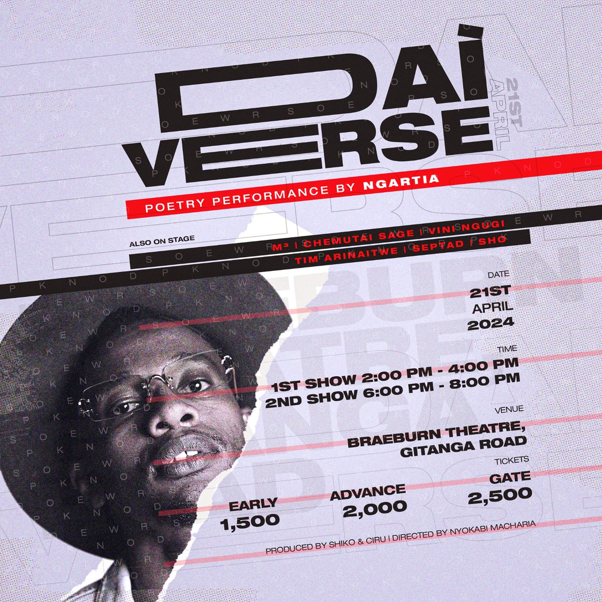 The last time I did my own poetry show was close to a decade ago (9 years to be exact). A lot has happened since.

Starting this decade of my life by returning to my roots. A homecoming.

#DaiVerse:
April 21st
Braeburn Gitanga Road
2:00 pm and 8:00 pm.

mookh.com/event/dai-vers…